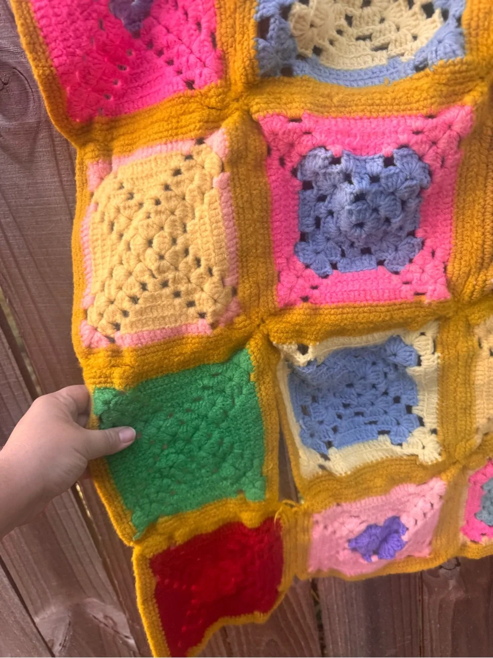 Handmade Crochet Granny Square Throw Blanket - Multicolor